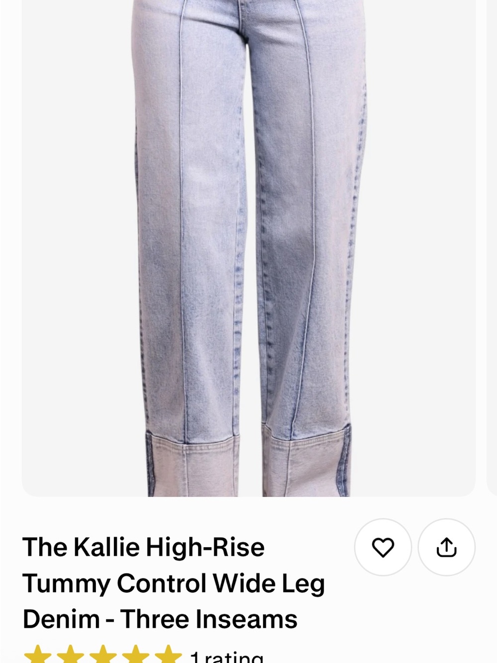 NWT The Kallie High-Rise Wide Leg Jeans in Light Blue Wash